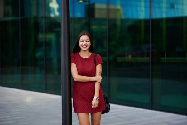 Young happy businesswoman is posing — Stock Photo, Image