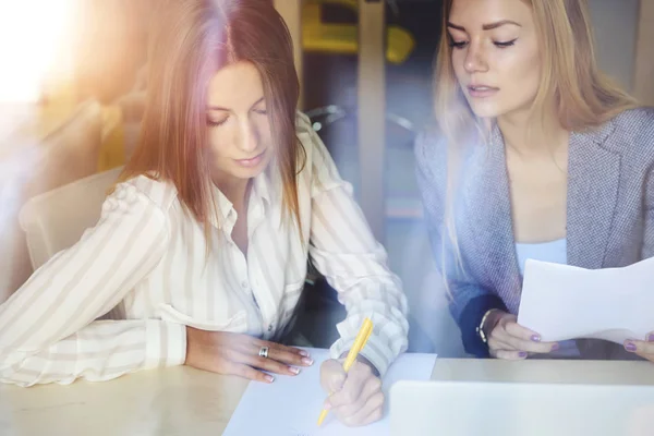 Due giovani bellissimi freelance — Foto Stock