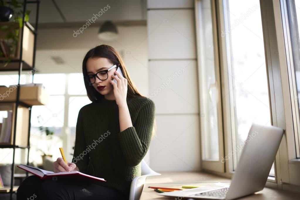 Woman reading text message