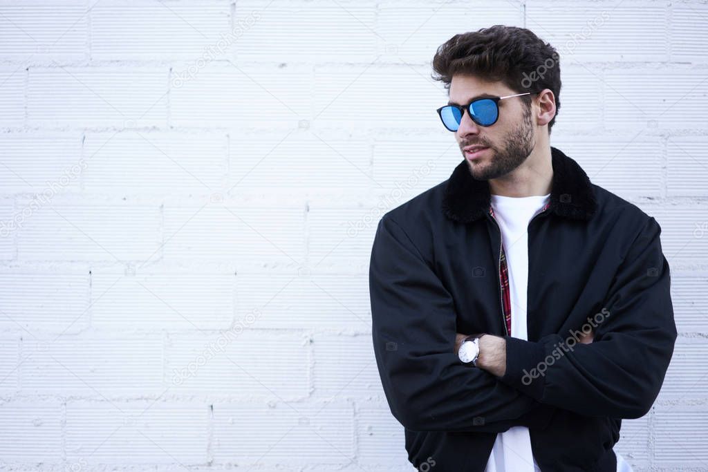 Bearded male model in sunglasses 