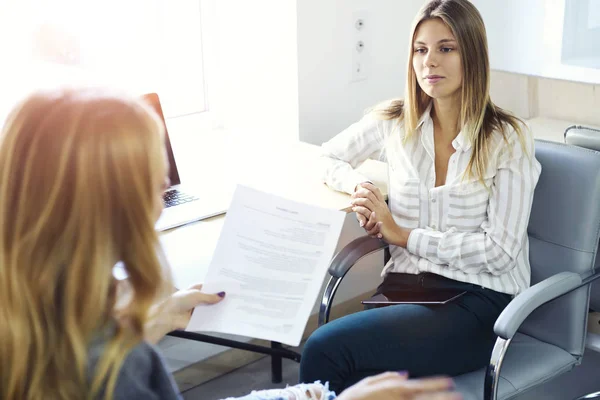 Female recruiter manager making interview