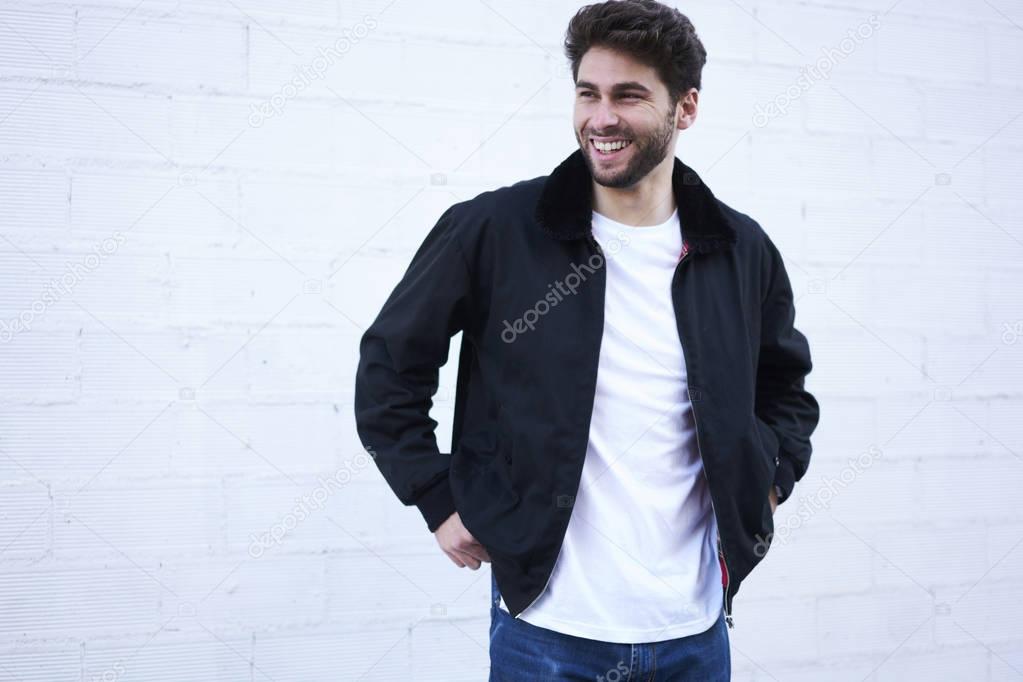 Happy handsome man wearing stylish spring clothing