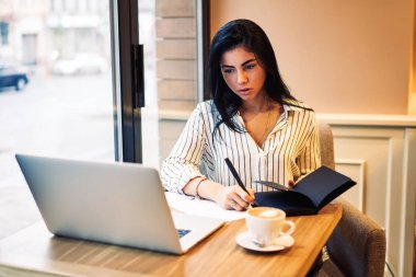 Online bankacılık hizmet yolu ile para transfer sırasında hesap bakiye kontrol genç çekici dalgın girişimci. İlginç Haberler ve bilgi yazmak çok kadın blogger okuma