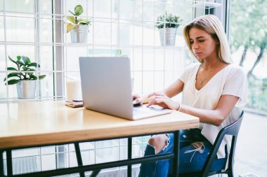 Metin bilgileri klavye ve kendi koleksiyonu moda giyim modern dizüstü bilgisayar aygıt kablosuz 4 g için bağlanma, oturmak için internet web sitesi geliştirme dalgın şık iş kadını