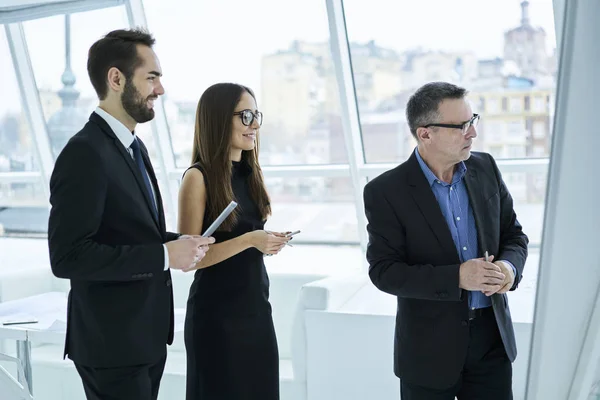 Group Formally Dressed Male Female Employees Satisfied Accomplished Work Business — Stock Photo, Image