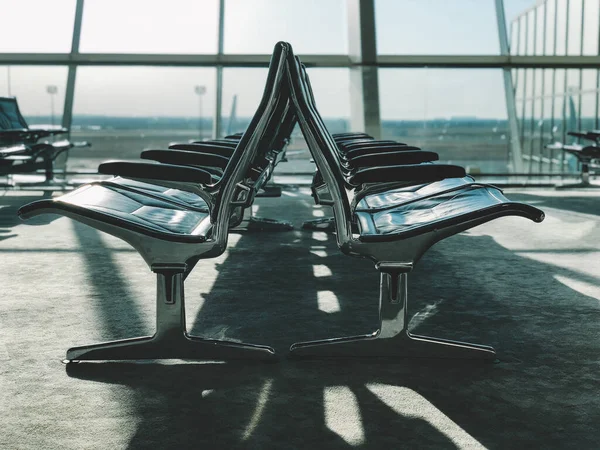 Área Espera Leve Aeroporto Com Grande Janela — Fotografia de Stock