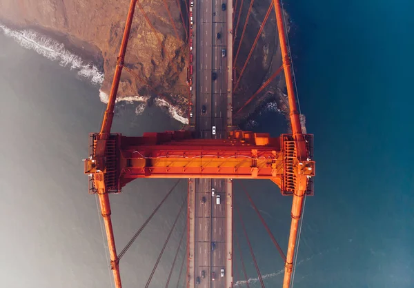 Golden Gate Köprüsü Nün Havadan Görünüşü Karayolu Metropoliten Ulaşım Altyapısı — Stok fotoğraf