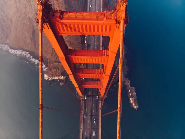 Vista Superior Aérea Del Puente Golden Gate Con Carretera Infraestructura — Foto de Stock