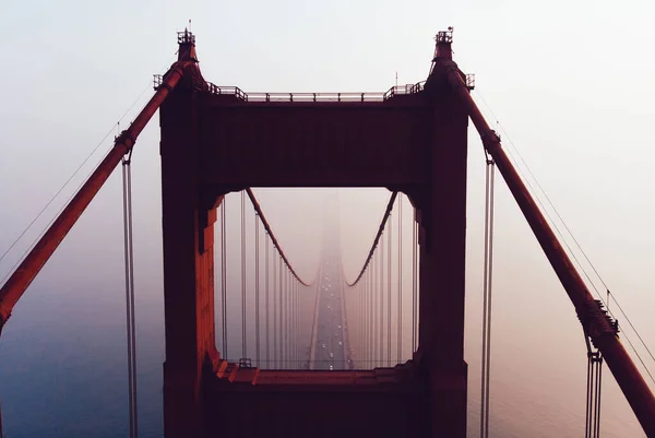 Силуэт Небоскреба Golden Gate Сан Франциско Туманное Время Заката Сценическая — стоковое фото