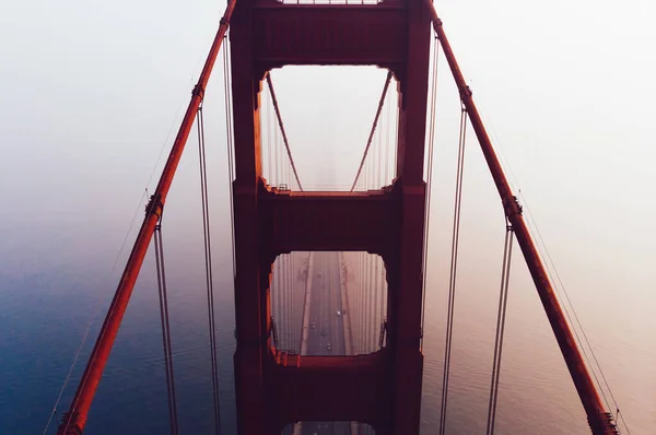 Siluet Pemandangan Udara Jembatan Golden Gate Tower Sight San Francisco — Stok Foto