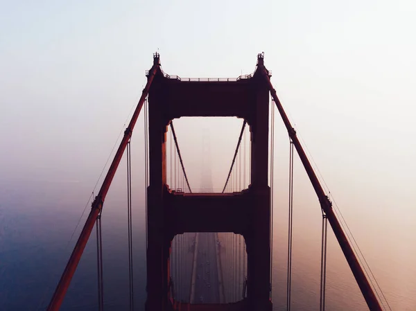Widok Powietrza Sylwetka Mostu Golden Gate Tower Sight San Francisco — Zdjęcie stockowe