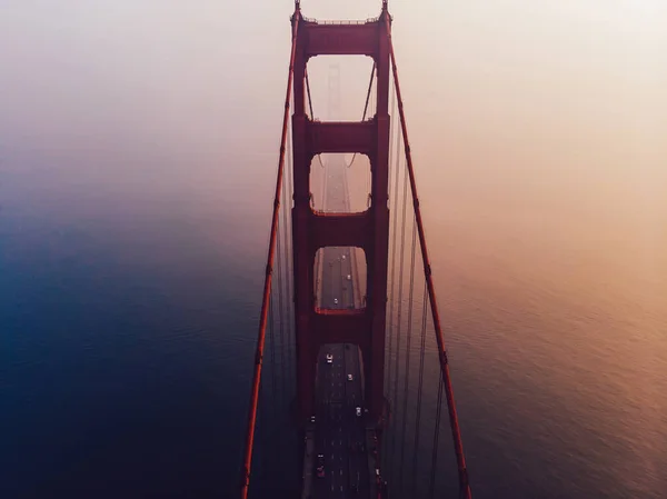 Siluet Pemandangan Udara Jembatan Golden Gate Tower Sight San Francisco — Stok Foto