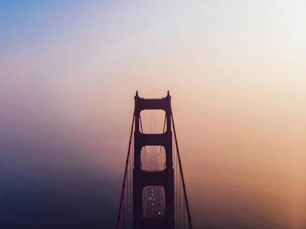 Aerial View Silhouette Golden Gate Tower Bridge Sight San Francisco — Stock Photo, Image