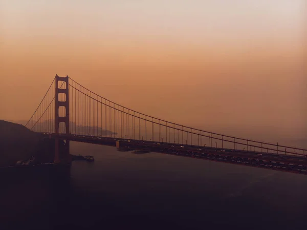 Силует Повітряного Огляду Знаменитого Золотих Воріт Міст Сан Франциско Під — стокове фото