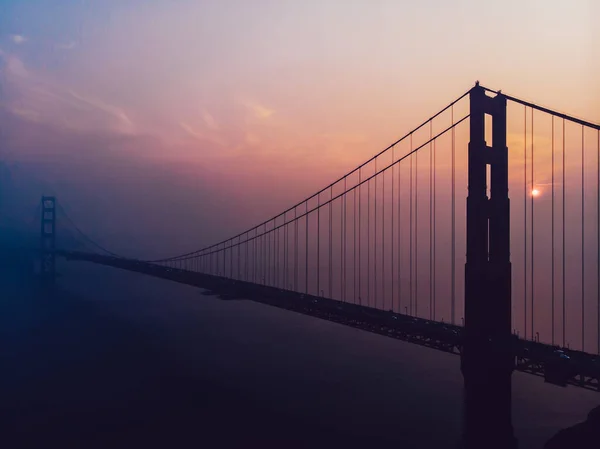 Aerial View Silhouette Famous Golden Gate Bridge Sight San Francisco — Stock Photo, Image