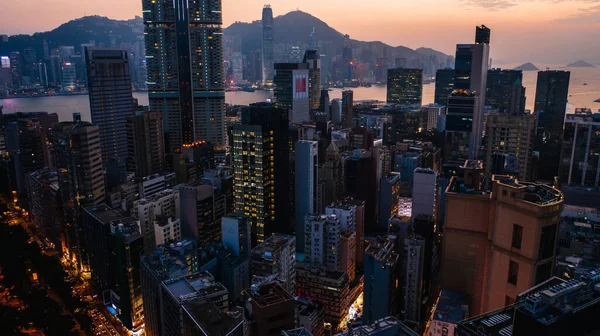Vista Panorámica Del Paisaje Aéreo Del Moderno Distrito Rascacielos Hong —  Fotos de Stock