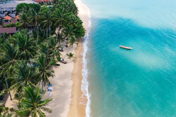 Paisagem Aérea Litoral Pitoresco Com Ondas Água Turquesa Palmeiras Tropicais — Fotografia de Stock