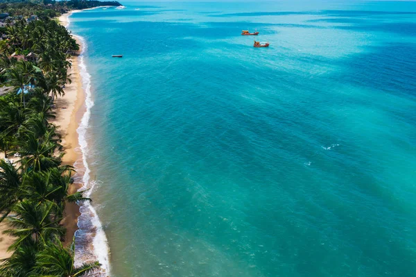 Vista Panorâmica Aérea Praia Areia Branca Com Água Mar Azul — Fotografia de Stock