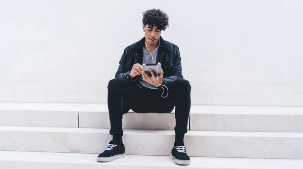 Handsome Millennial Hipster Guy Dressed Stylish Outfit Taking Rest Urban — Stock Photo, Image