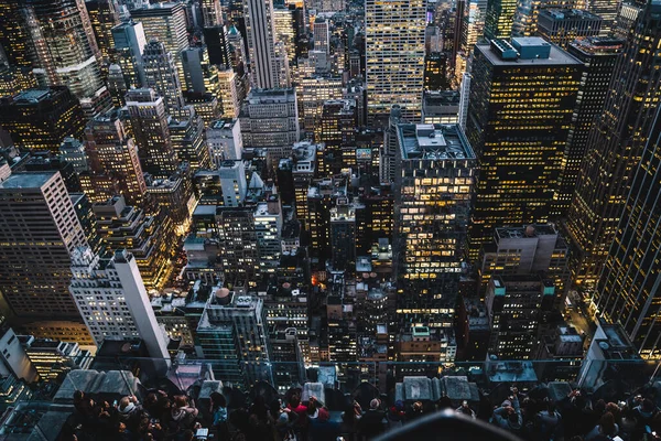 Luftaufnahme Von Wolkenkratzern Und Türmen Der Skyline Von Midtown Manhattan — Stockfoto