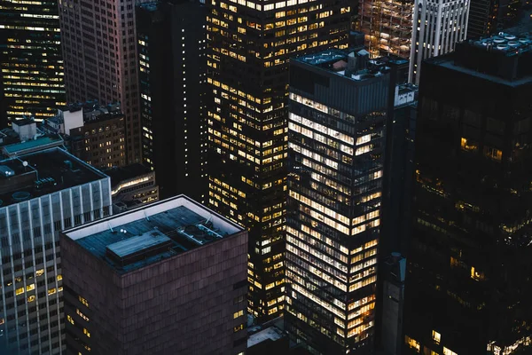 Pemandangan Udara Dari Berbagai Gedung Pencakar Langit Tinggi Manhattan Dengan — Stok Foto