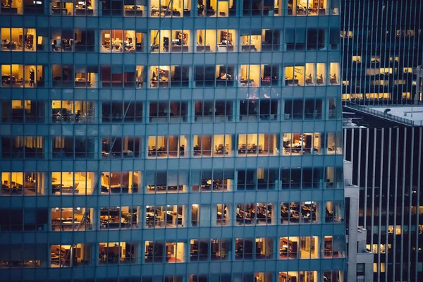 Vista Aérea Vários Edifícios Altos Arranha Céus Manhattan Com Janelas — Fotografia de Stock