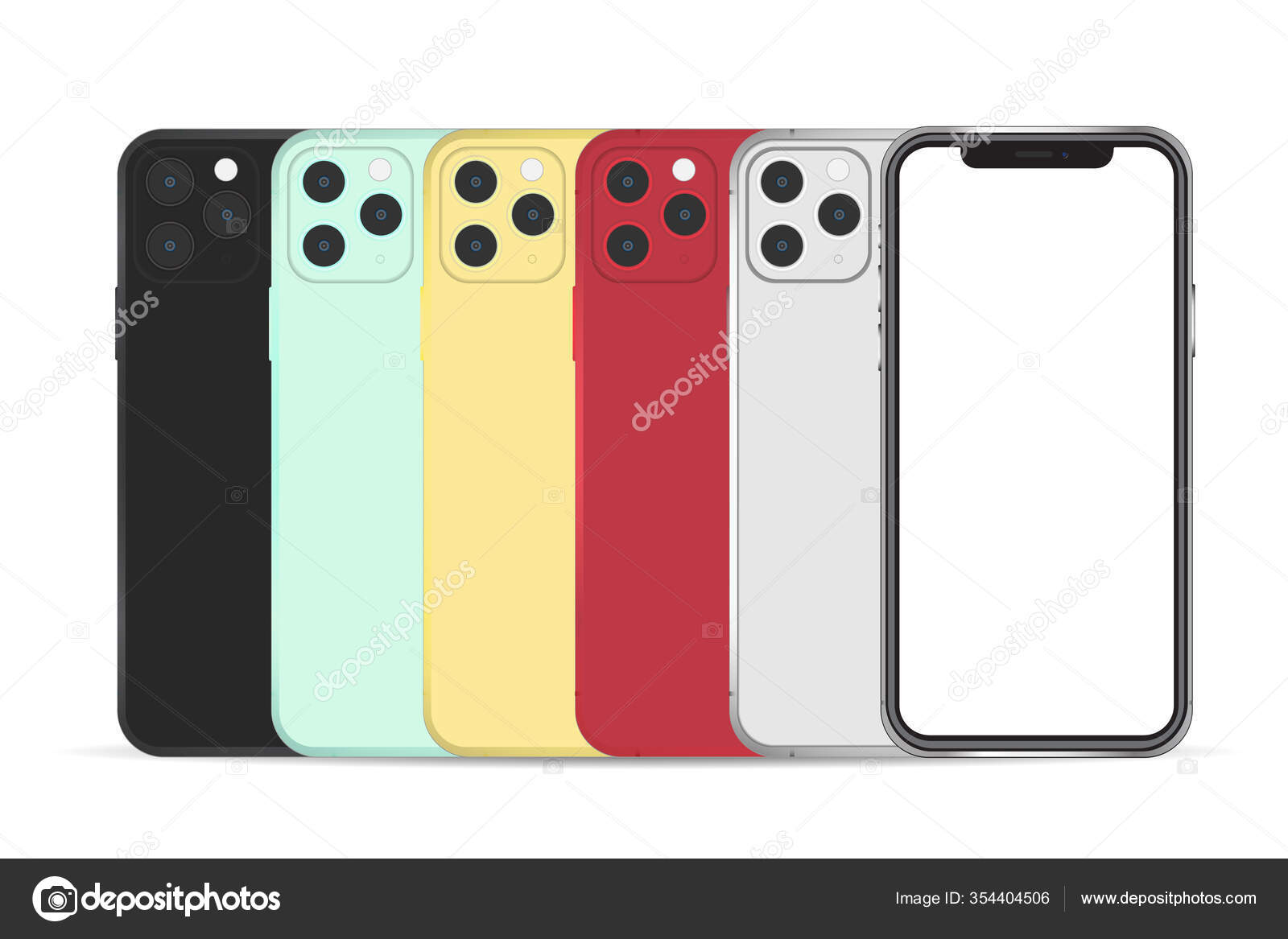 Mockup Iphone Pro Многие Цвета Изолированы Заднем Плане Векторное.