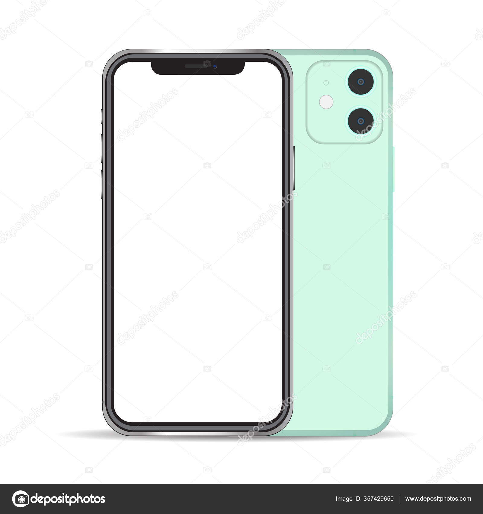 Iphone Green Mint Color Mockup Realistic Isolated Background Vector Image By C Filalone Vector Stock