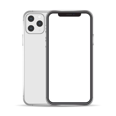 Arkaplanda akıllı telefon modelleme gri rengi izole edildi.