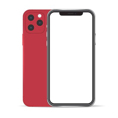 Arkaplanda akıllı telefon modelleme kırmızı rengi izole edildi.