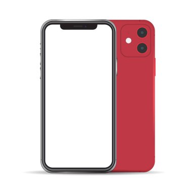 İphone 11 kırmızı renk modeli arkaplanda izole edilmiş gerçekçi.