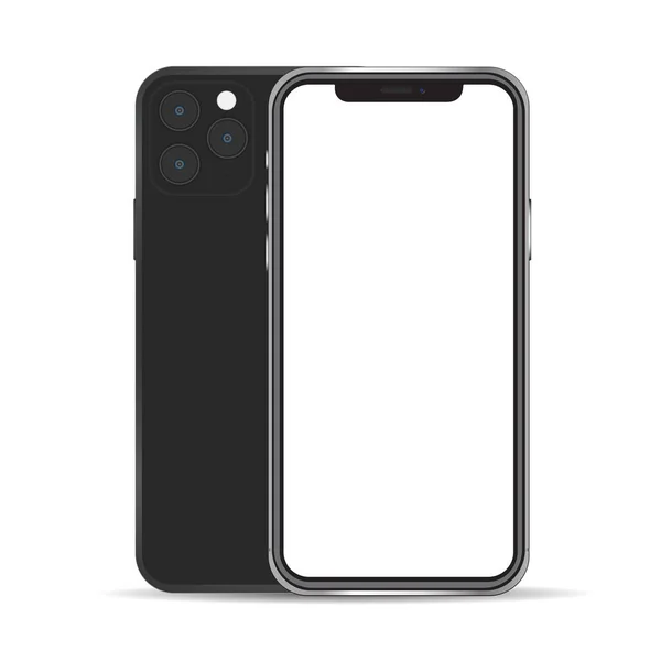 Smartphone Maqueta Color Negro Aislado Fondo — Vector de stock