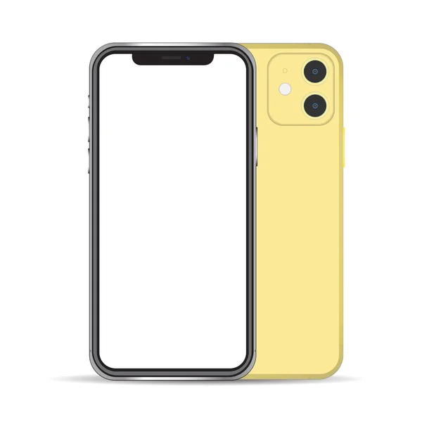 Iphone Желтый Цвет Макет Реалистичный Заднем Плане — стоковый вектор