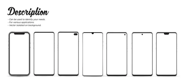 Modèle Smartphone Réaliste Isolé Sur Fond — Image vectorielle