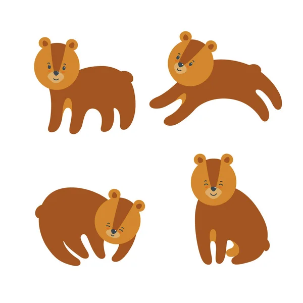 Conjunto de ursos para impressões em têxteis e outras matérias. Ilustração vetorial — Vetor de Stock