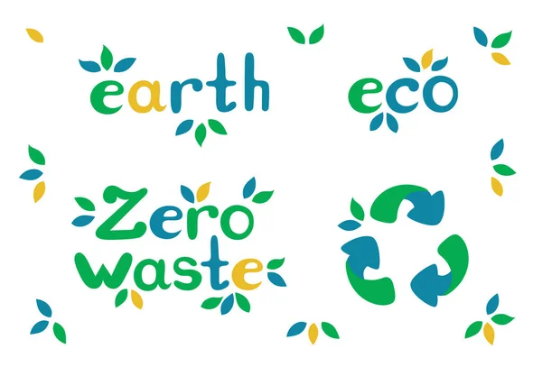 Illustration vectorielle des éco-inscriptions et symbole du recyclage — Image vectorielle