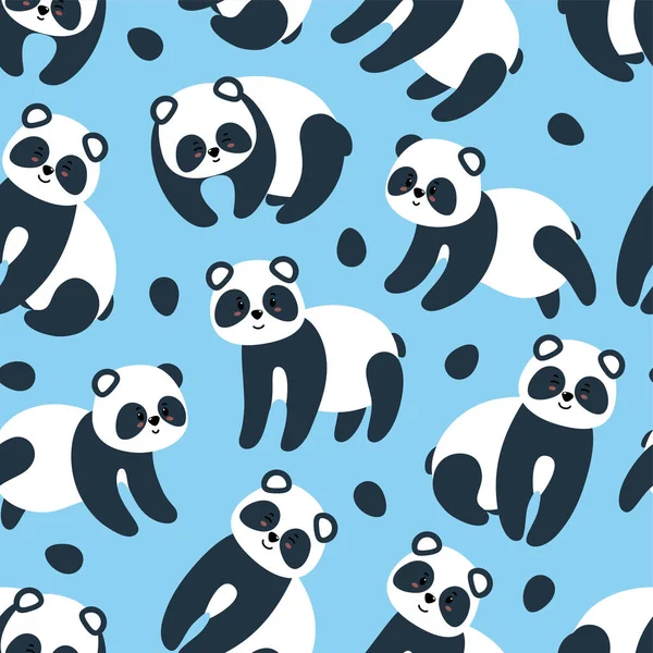 Modèle sans couture avec des pandas. Illustration vectorielle en style plat — Image vectorielle