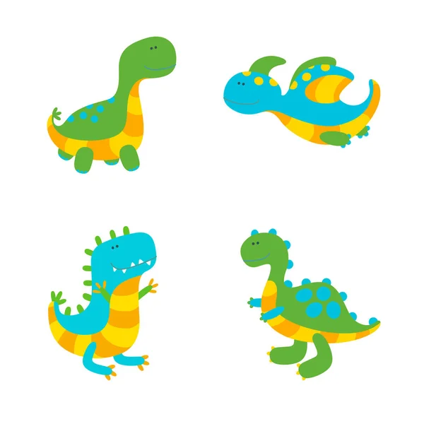 Ensemble de dinosaures sur fond blanc. Illustration vectorielle — Image vectorielle