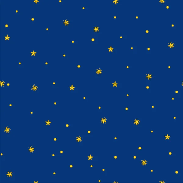 Nahtloses Muster in sternenklarer Nacht. Vektorillustration im niedlichen Cartoon-Stil — Stockvektor