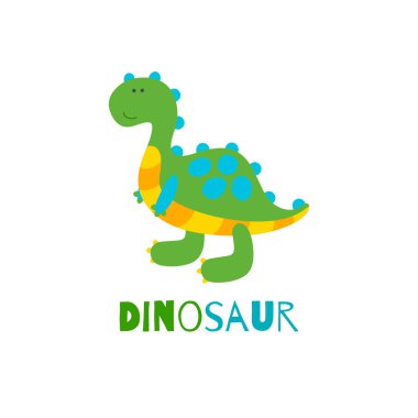 Beyaz arka planda dinozor. Vektör illüstrasyonu