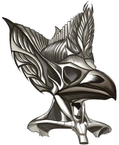 Lebka Ptáka Velkým Zobákem Krkem Velkou Korunou Hlavě Malýma Očima — Stock fotografie