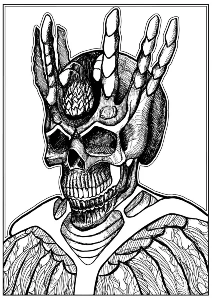 Caracter Horror Cráneo Señor Oscuro Diablo Espeluznante Aterrador Huesudo Con — Archivo Imágenes Vectoriales