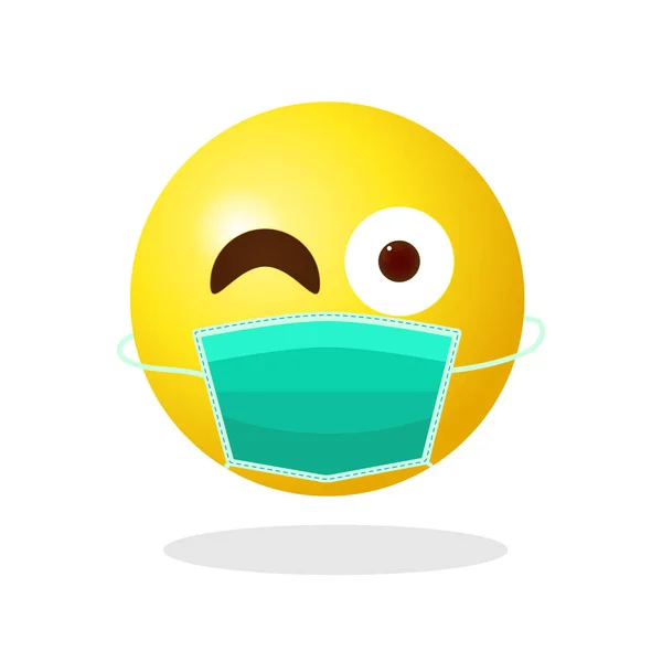 Emoji Emoticono Con Máscara Médica Personaje Emoji Plantilla Icono Cara — Vector de stock