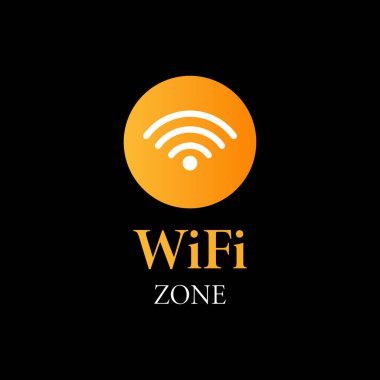   Karı Bölgesi Konsepti. Gradyan renkli kablosuz ve kablosuz ağ ikonu. Ücretsiz Wifi bölgesi arka planı. Kablosuz ağ etiketi. Siyah arkaplandaki vektör illüstrasyonuName