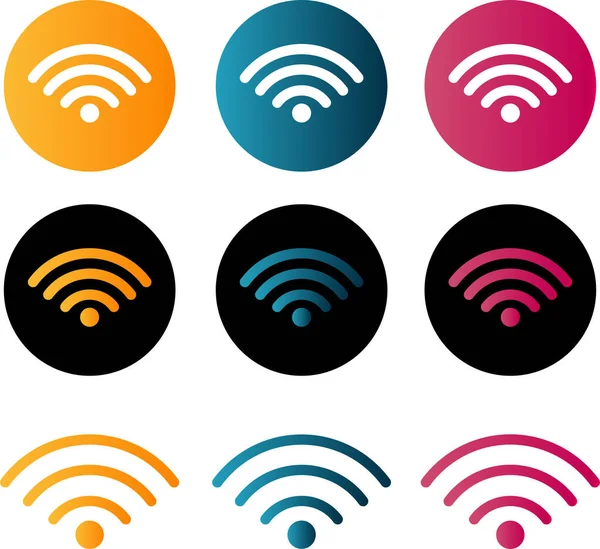 Dégradé Coloré Sans Fil Wifi Icônes Ensemble Wifi Gratuit Bouton — Image vectorielle