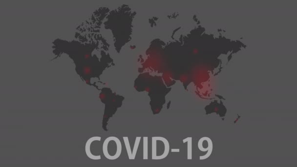 Ο ιός του στέμματος μόλυνε τον πλανήτη. Ο ιός εξαπλώθηκε. Coronavirus infection world map. — Αρχείο Βίντεο