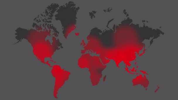 Коронавирус заразил планету. Карта мира заражения COVID-19. Распространение вируса . — стоковое видео
