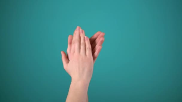 Clapping hands, on color background, applause — Stock Video