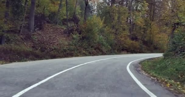 Vídeo de un viaje en coche por una carretera tortuosa — Vídeos de Stock