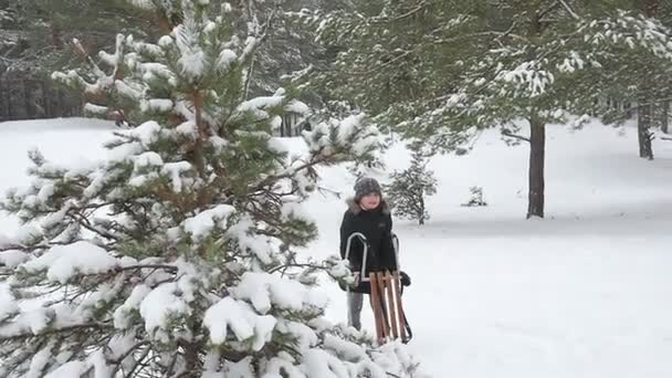 Familjen att spela genom att kasta snöbollar på vintern 96fps — Stockvideo